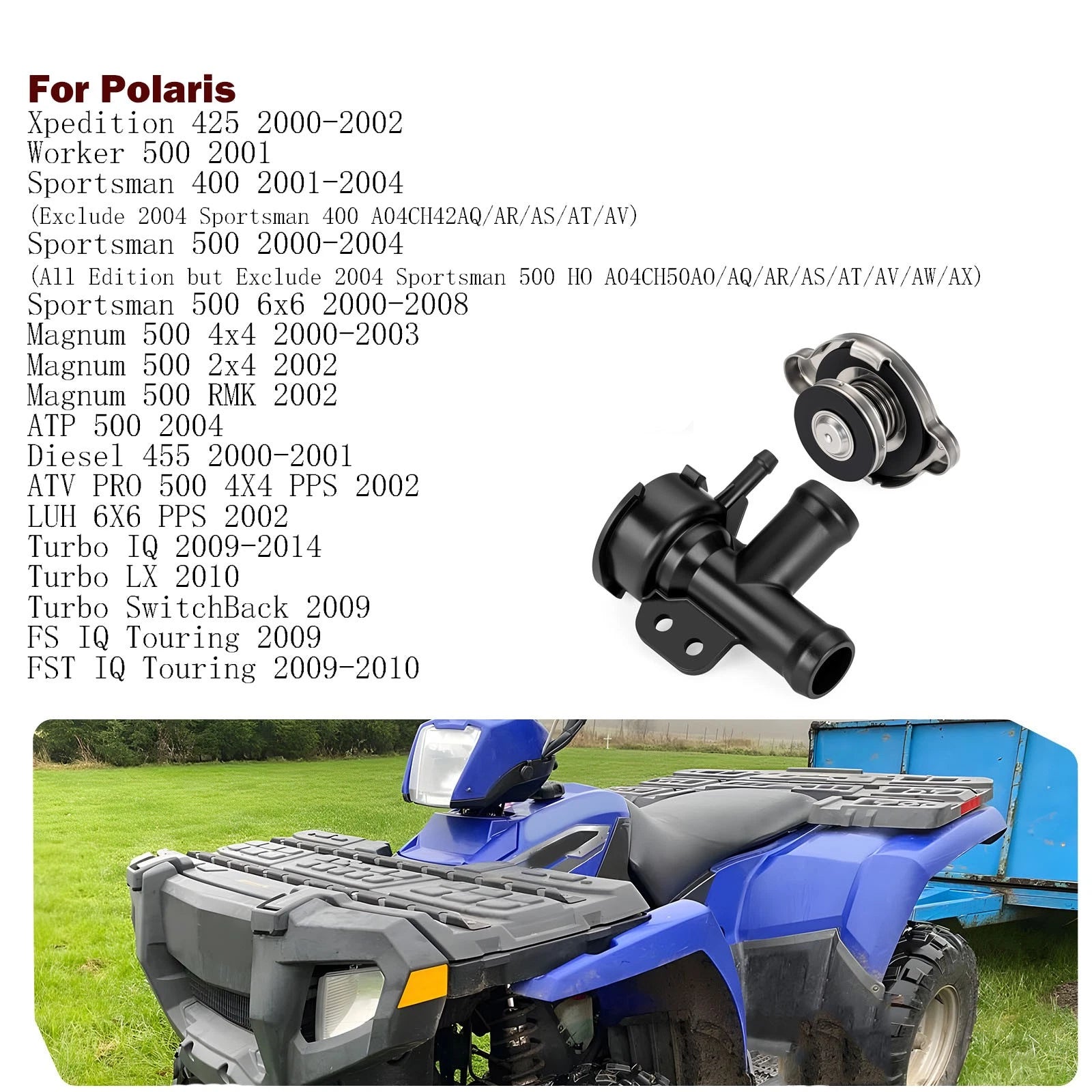 Coolant Filler with Pressure Cap for Polaris IQ Touring SwitchBack Turbo (2007–2018)