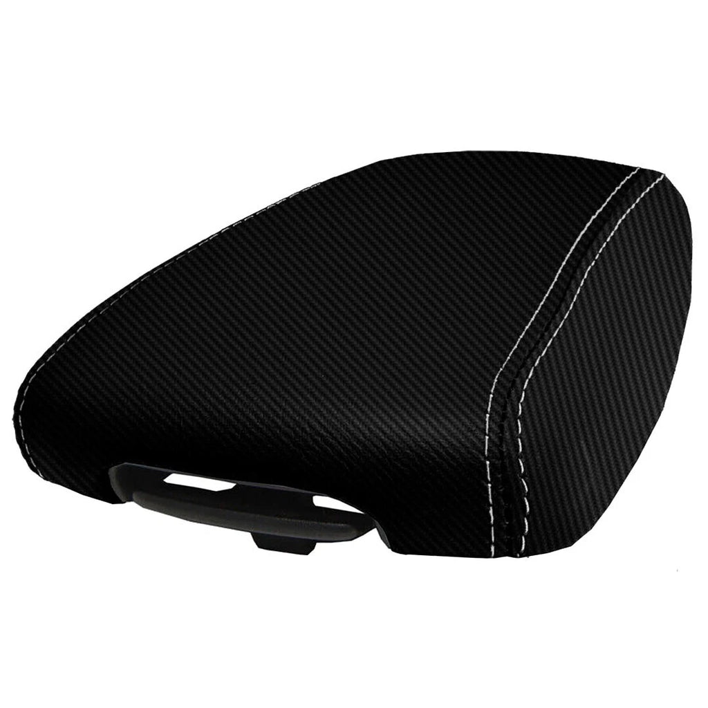 Console Lid Armrest Cover for Kia Sportage (2017–2020) PVC Carbon White Stitch