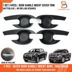 Matte Black 4 Door Handle Cover Insert for Isuzu D-Max Ute (2012-2019)
