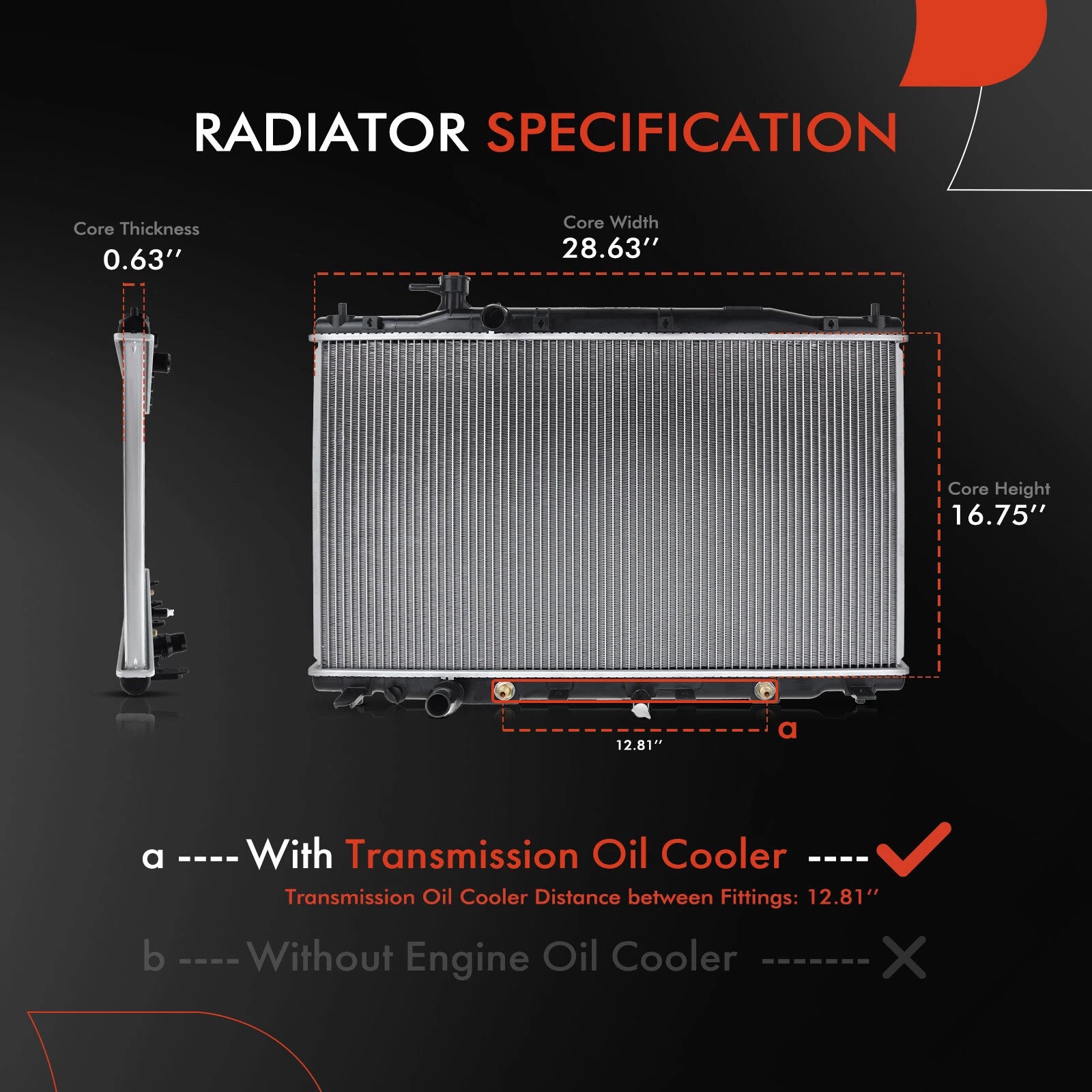 Radiator with Trans Oil Cooler for Honda CR-V (2007–2011)