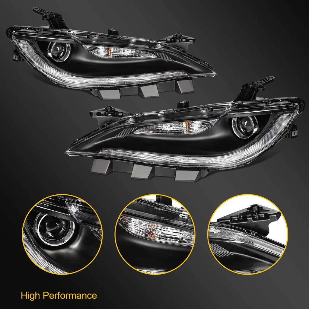 2X Halogen Headlight with LED DRL Projector for Chrysler 200 (2015–2017)