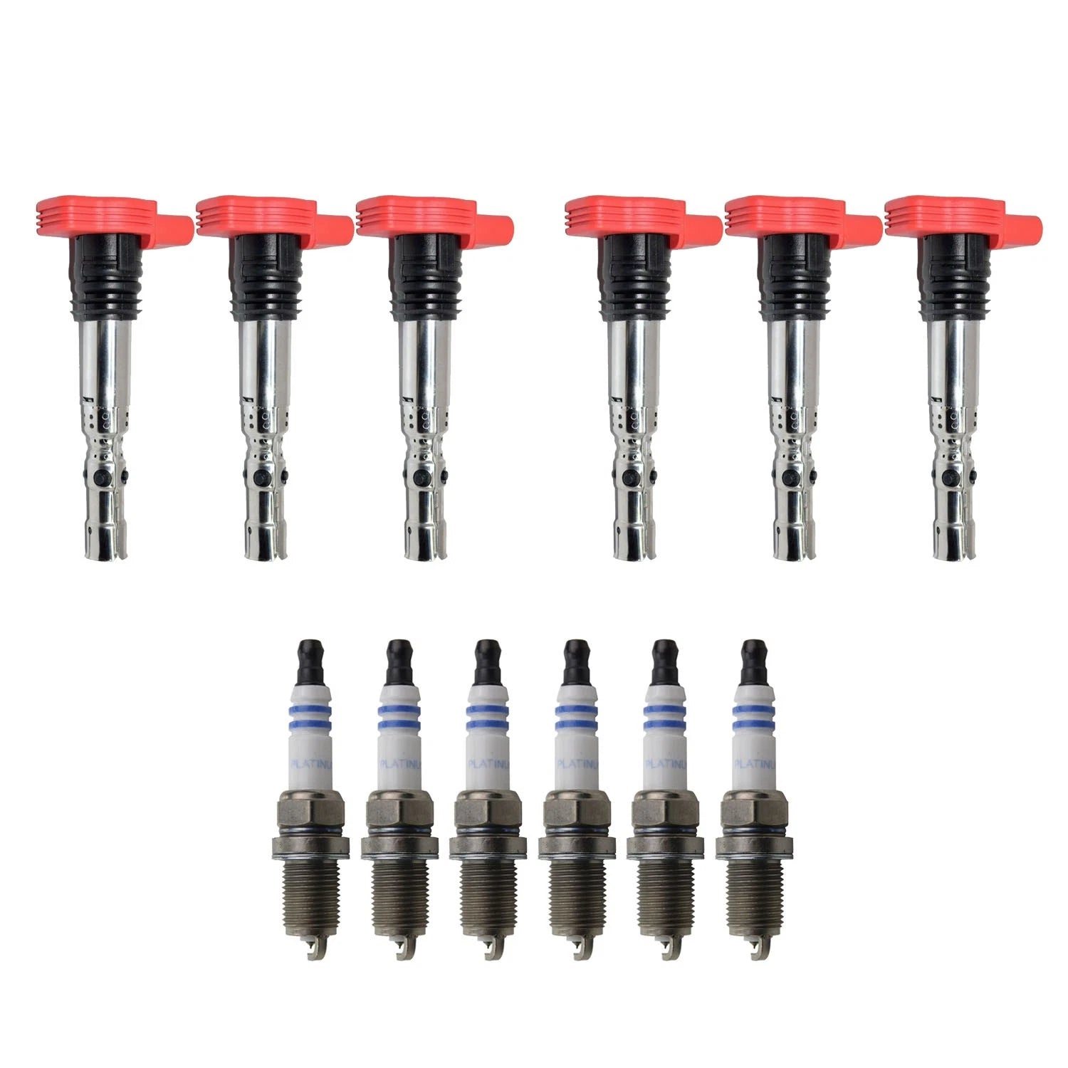 Set of 6 Ignition Coils & Bosch Platinum Spark Plugs for Audi A4 A6 (2000–2006)