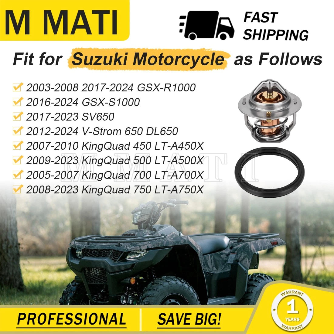 Thermostat & O-Ring for Suzuki Vstrom V-Strom 650 DL650 DL650A (2012–2024)
