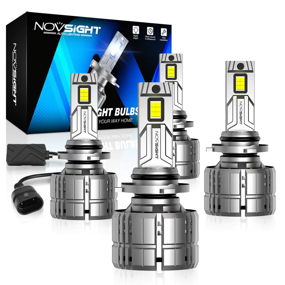 Set of 4 LED Headlight Bulbs 9005 HB3 9006 HB4 for NOVSIGHT
