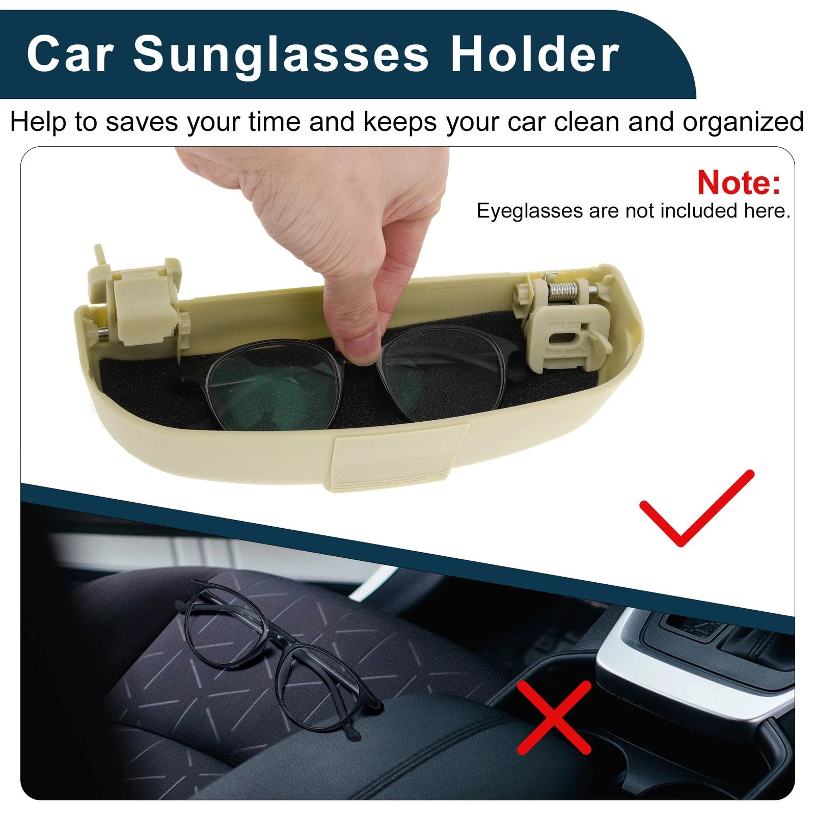 Sunglasses Case for Mitsubishi Lancer (2008–2017) Eyeglasses Holder Beige