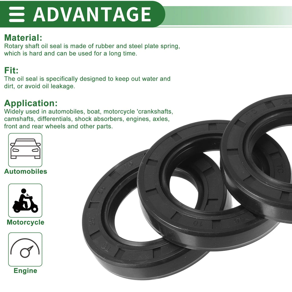 Set of 5 Oil Seal Rotary Shaft Seal NBR Rubber 35x56x10mm