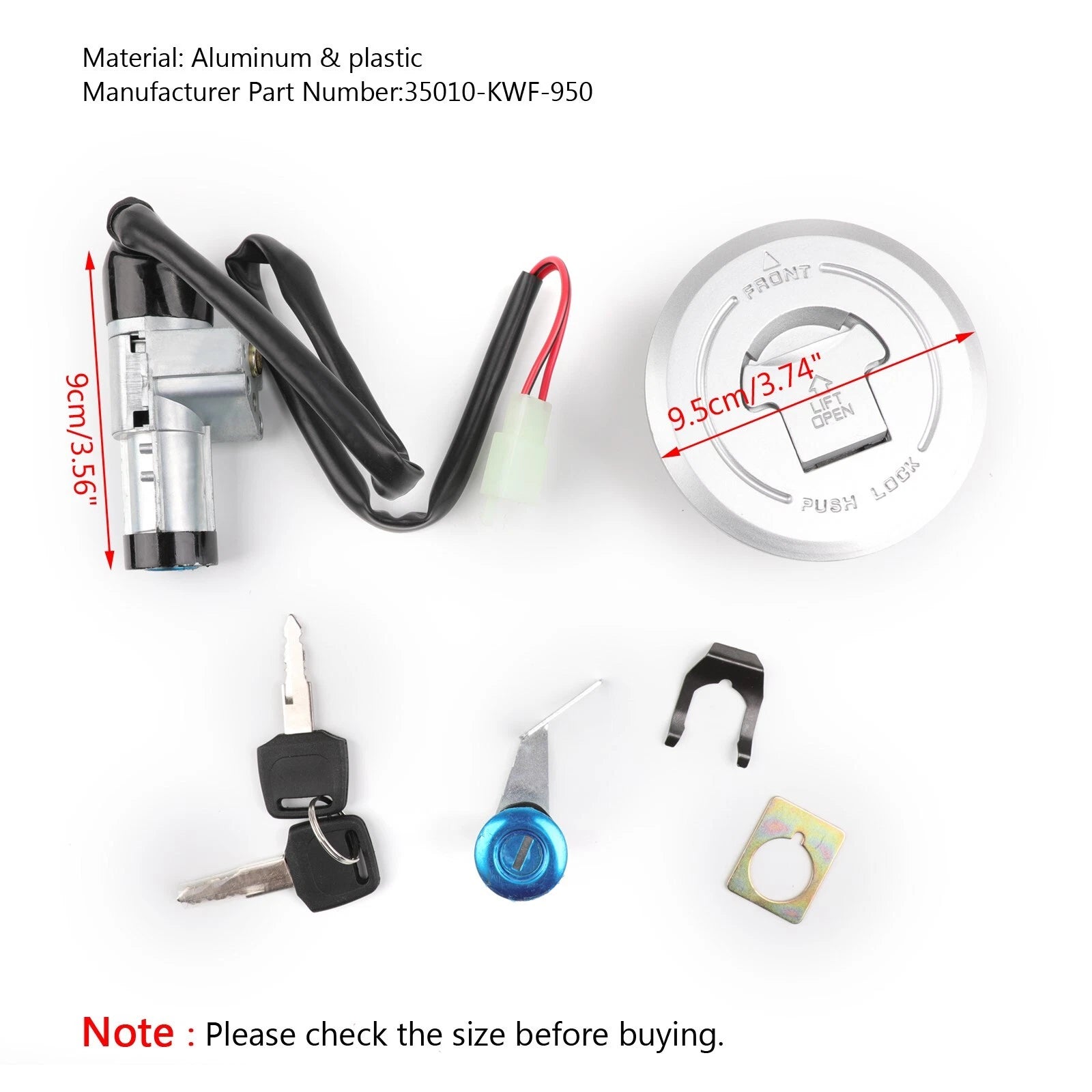 Ignition Switch Set with Fuel Cap & Keys for Honda CBF125 (2009–2013)