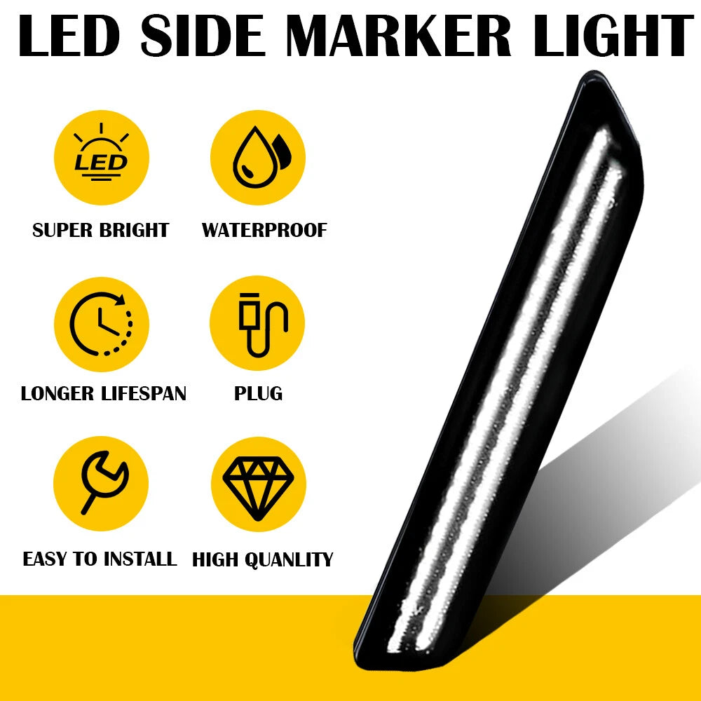 2X LED Front Bumper Side Marker Lights for Ford Mustang (2010–2014)