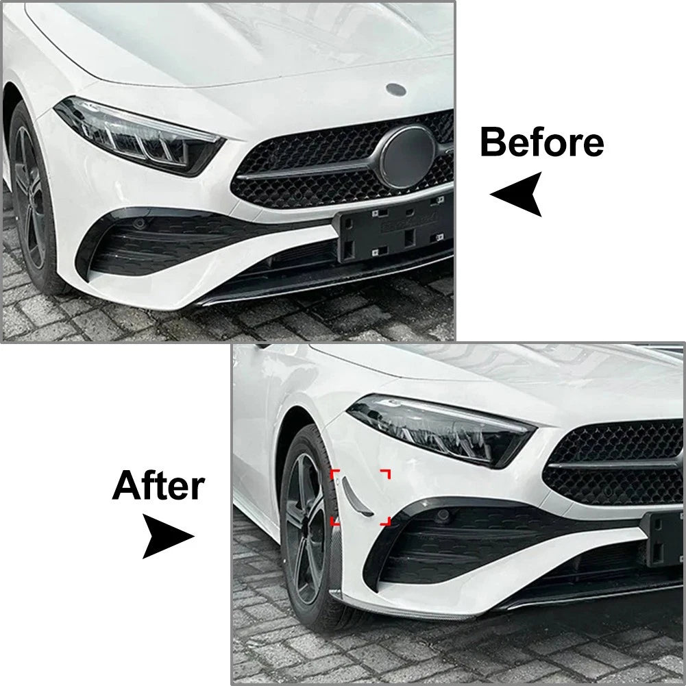 Front Bumper Lip Splitter for Benz A Class W177 A180 A200 (2019–2023) Carbon