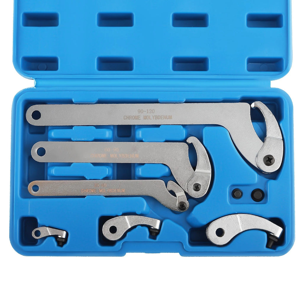 8x Adjustable Hook Pin Spanner Wrench Set 35-120