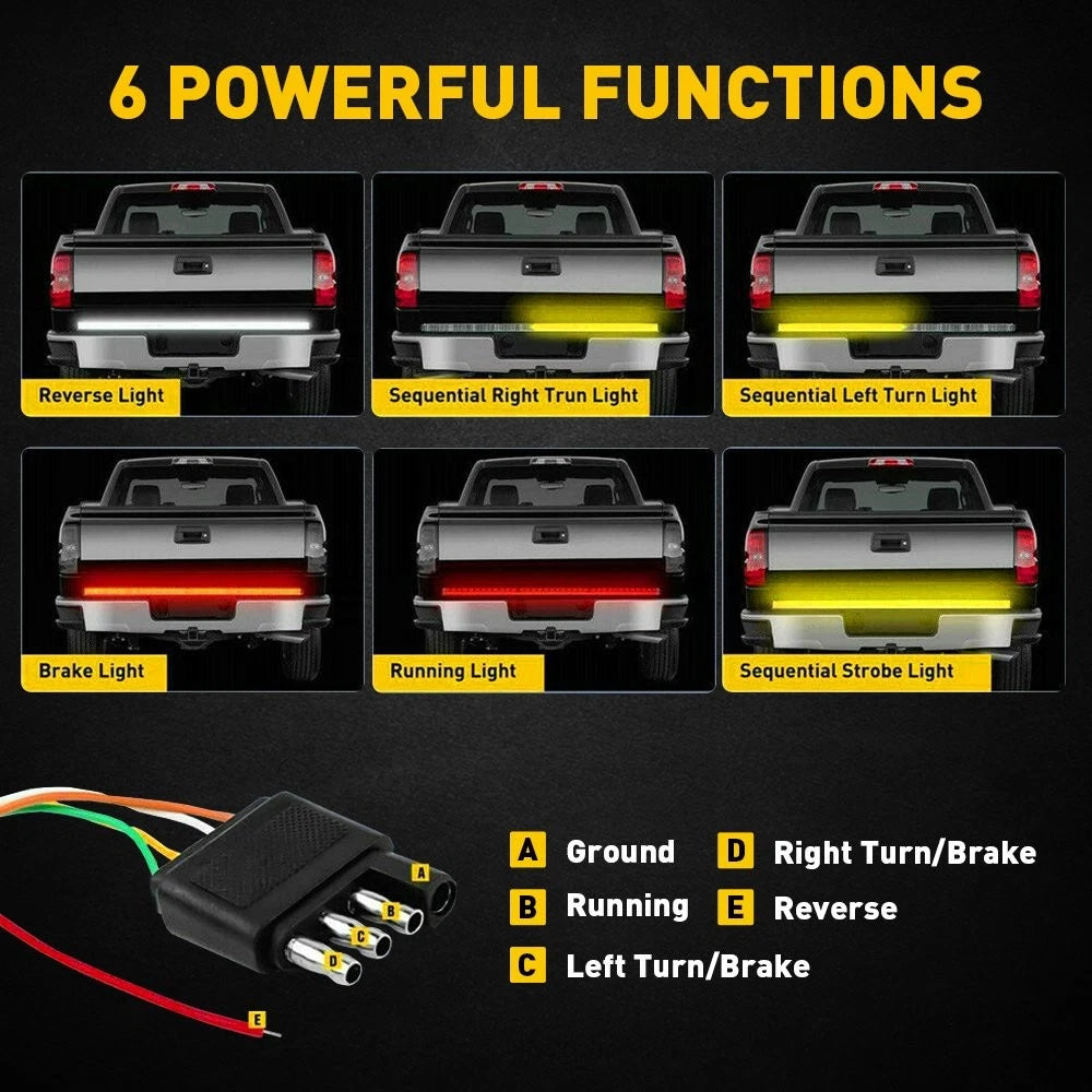 48" Triple LED Tailgate Bar for Trucks (Sequential Amber)