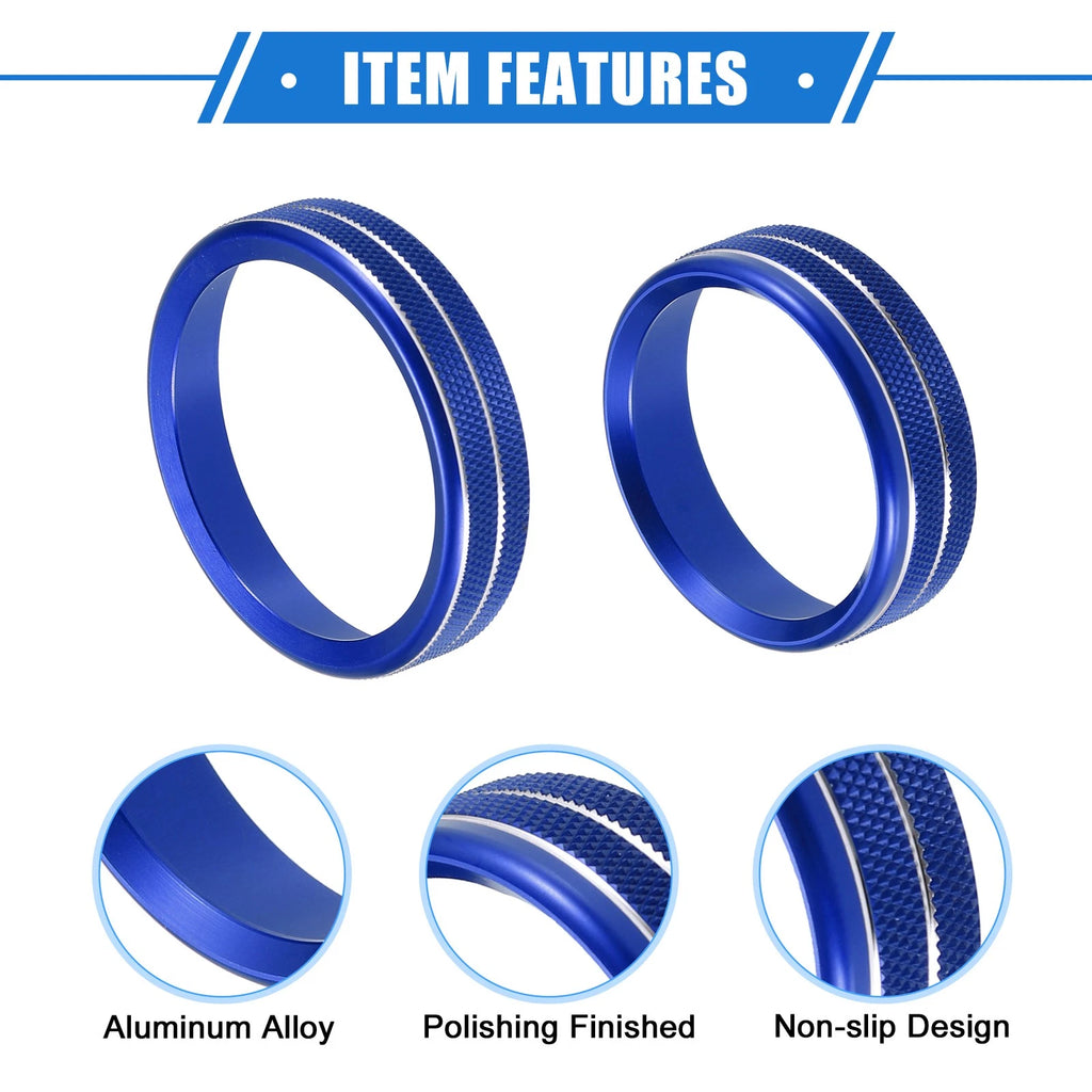 Set of 5 AC Volume Tune Tailer Switch Knob Cover Ring for Ford F150 (2016–2019) Blue