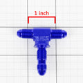 3AN AN-3 Male to Female Bulkhead Flare Tee Fitting for Fuel/Oil - Blue Anodized