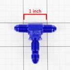 3AN AN-3 Male to Female Bulkhead Flare Tee Fitting for Fuel/Oil - Blue Anodized