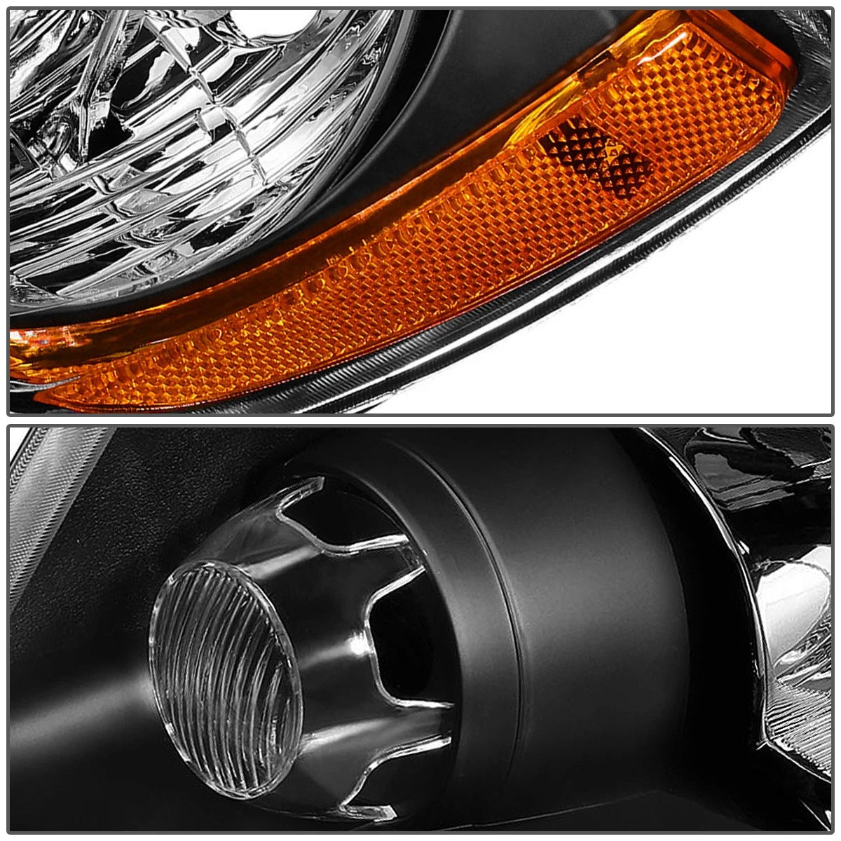 Pair of Black Housing Amber Side Headlights for Jeep Grand Cherokee WK2 (2011–2013)