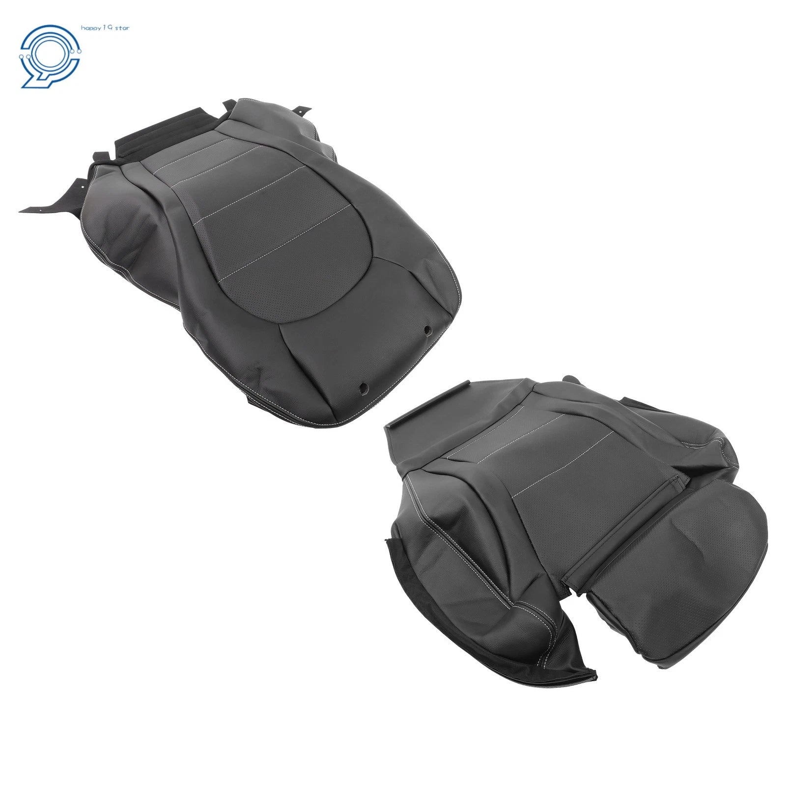 Black Leather Driver Bottom Seat Cover for Mercedes Benz C-Class (2015–2021)