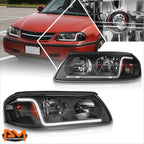 LED DRL Black Housing Amber Corner Headlight for Chevy Impala (2000–2005)