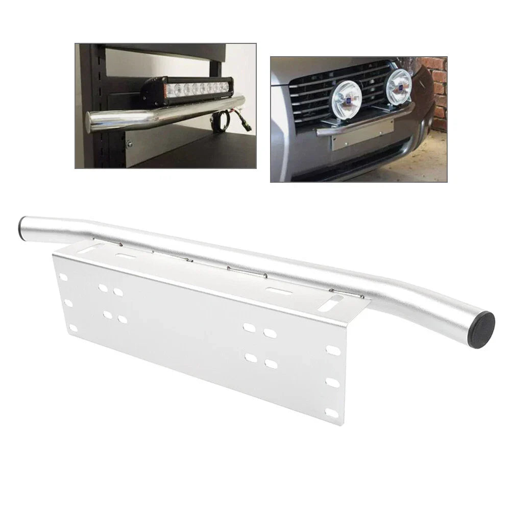 Silver Bull Bar Front License Plate Mount Bracket for Off-Road Lights