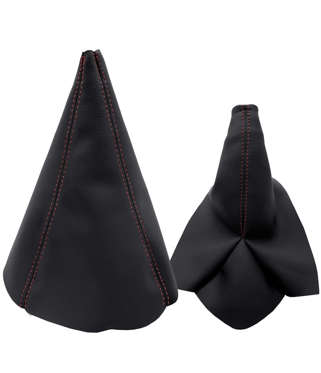 Set of 2 Manual & E Brake Boot Covers for Toyota Tacoma (2016–2020) Red Stitch