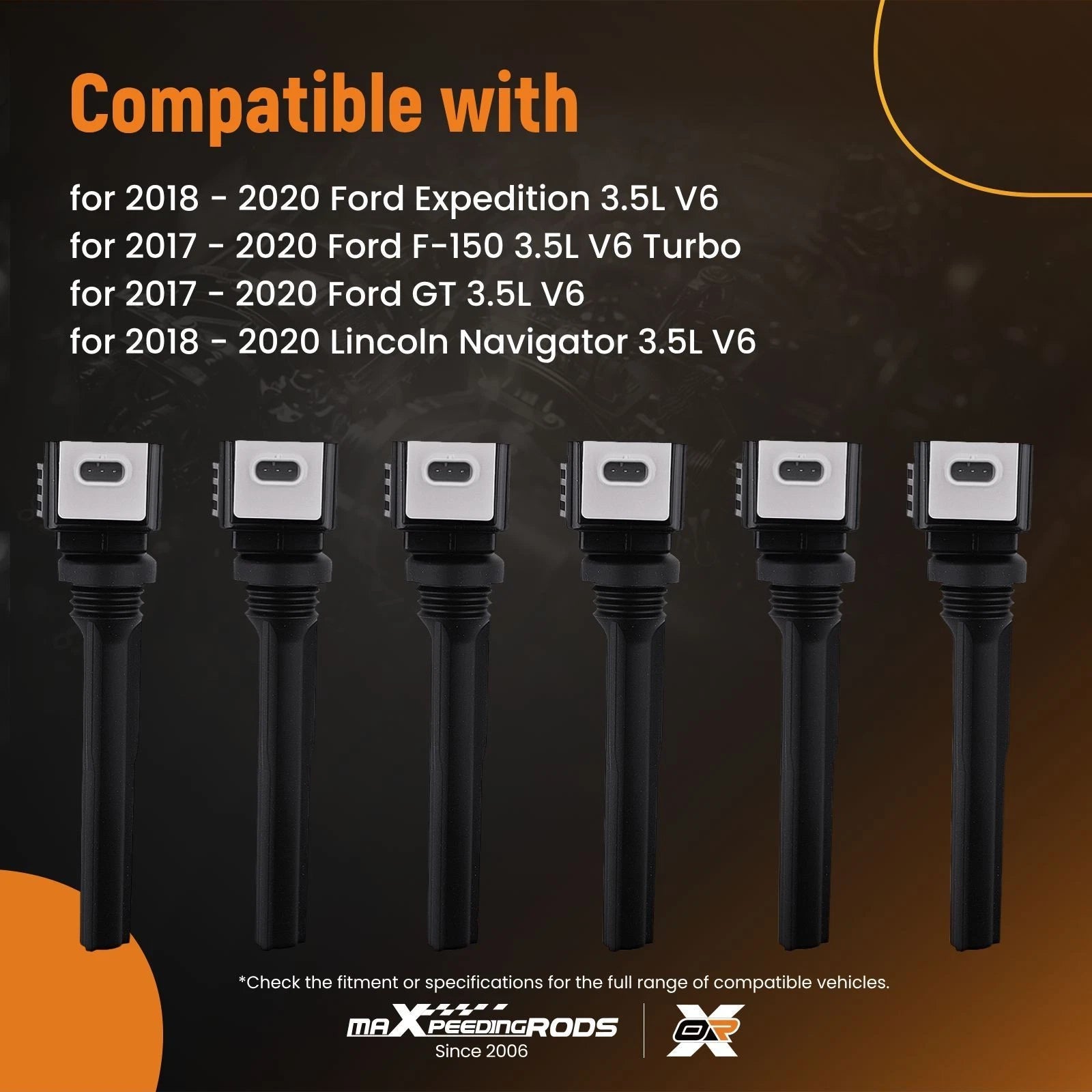 Set of 6 Ignition Coils for Ford F-150 Navigator 3.5L V6 (2017–2020) DG560