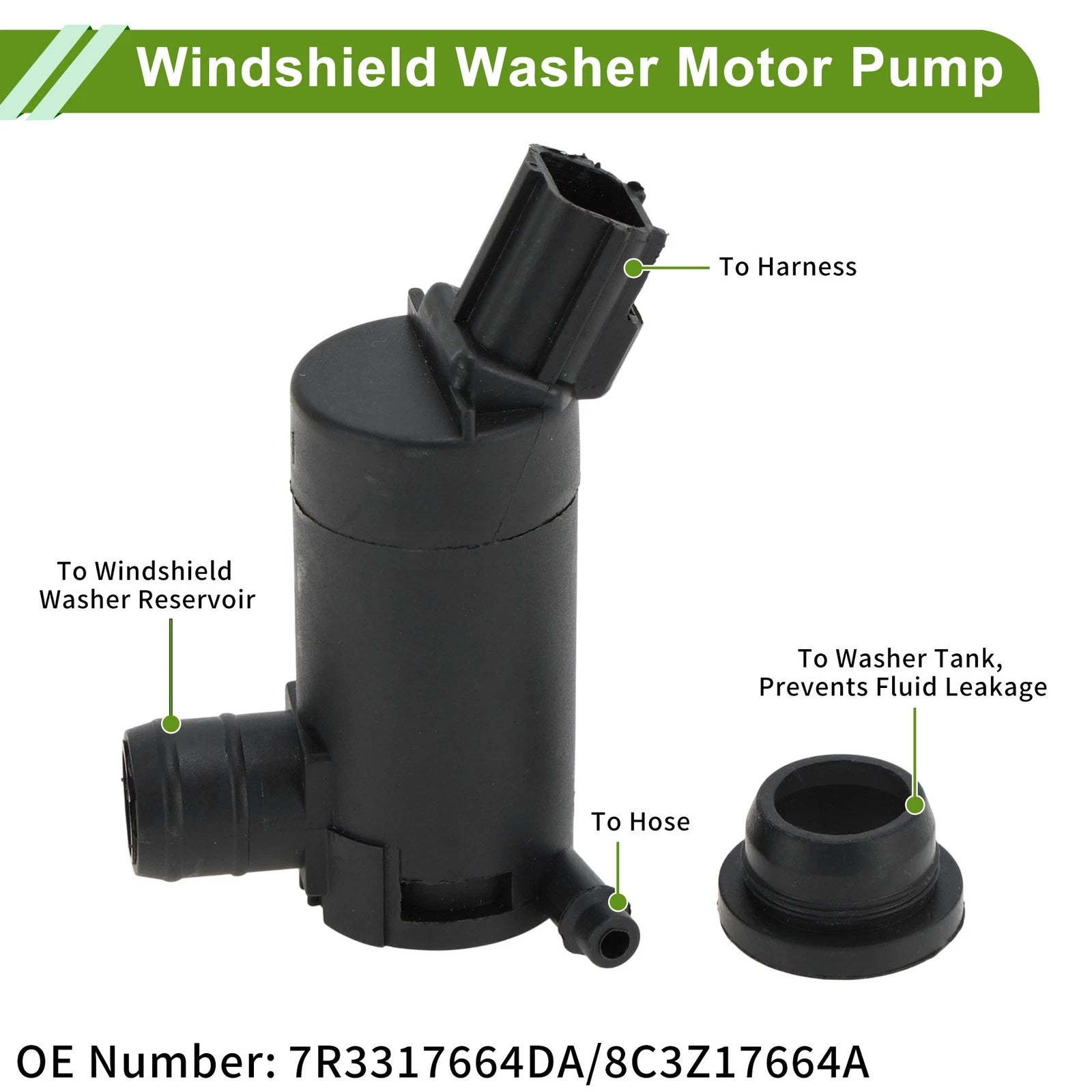 Windshield Washer Pump with Rubber Ring for Ford Crown Victoria (No.7R3317664DA)
