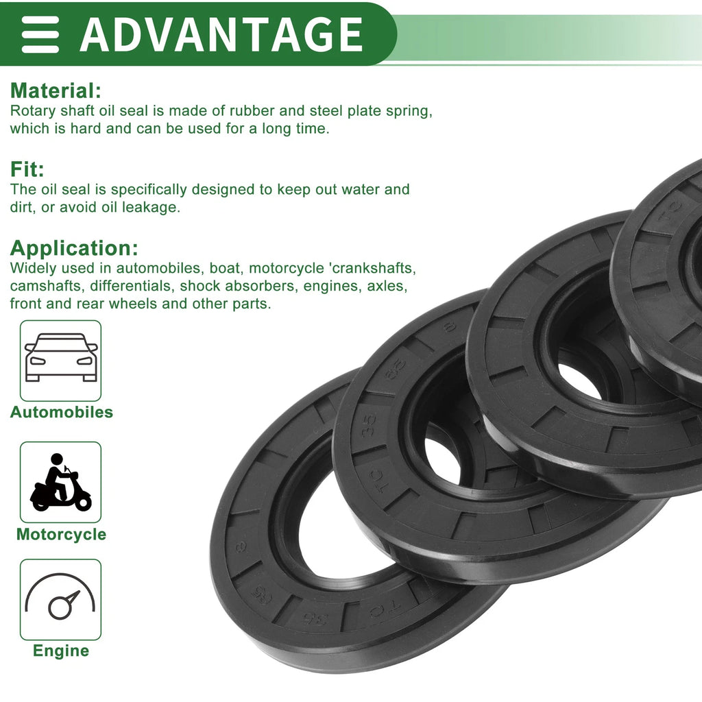 Set of 5 Oil Seal Rotary Shaft Seal NBR Rubber 35x65x8mm