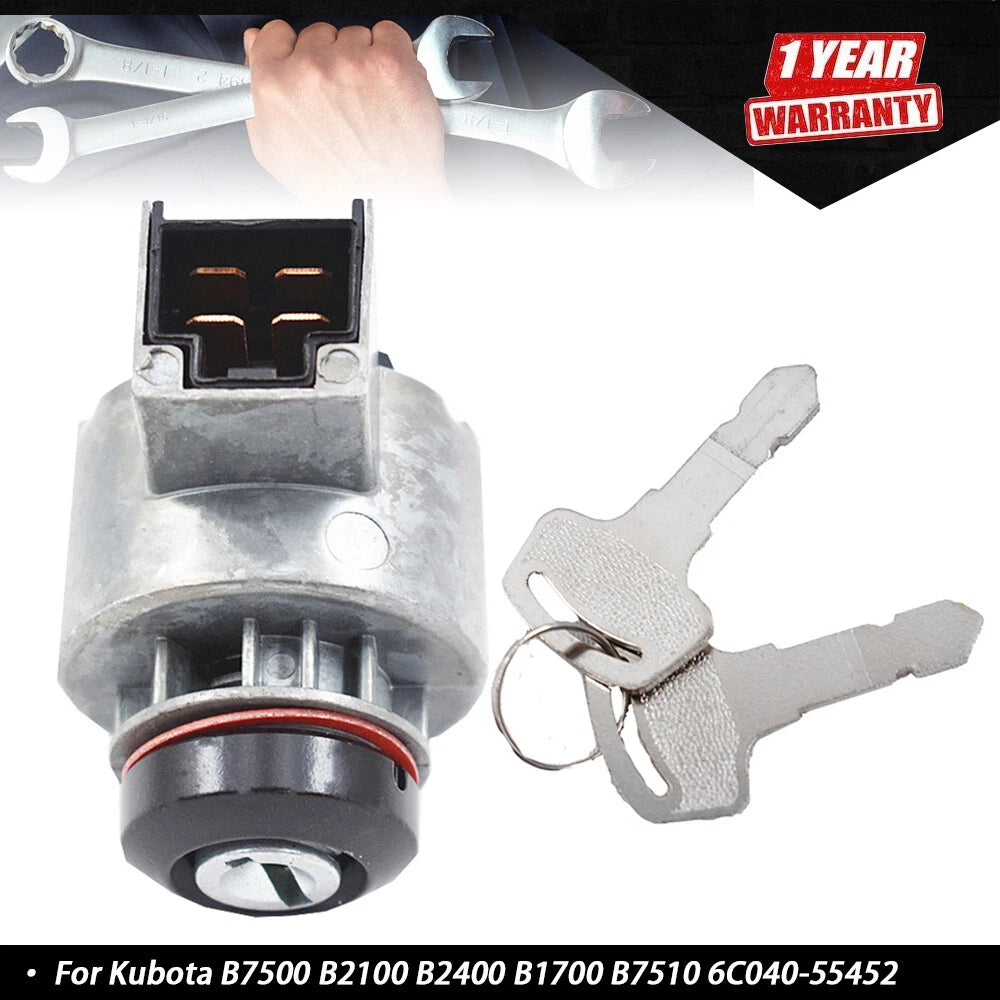 Ignition Switch with 2 Keys for Kubota B7500 B2100 B2400 B1700 B7510