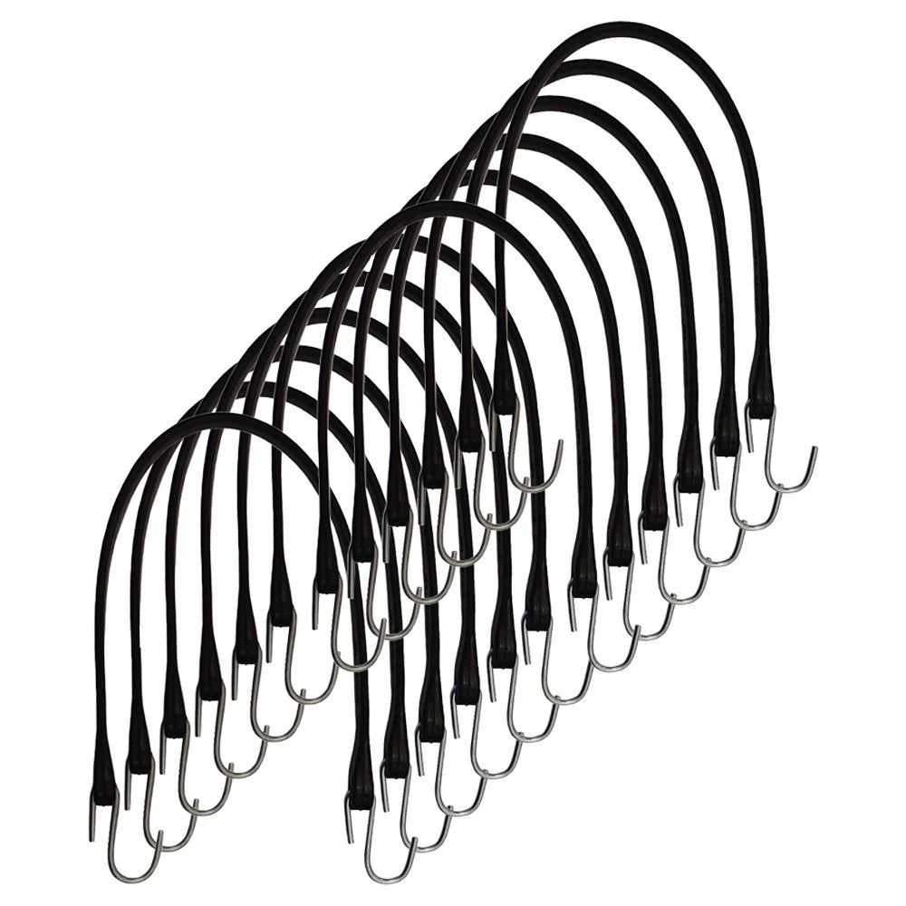 12 Pack Rubber Bungee Cord Tarp Straps for Flatbed Trailers (21")