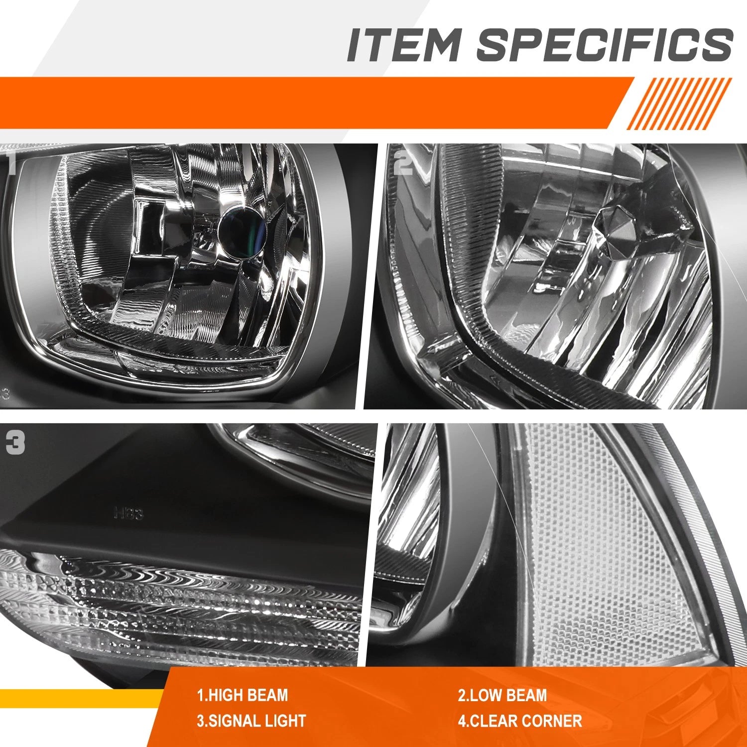 Headlight Set for Dodge Charger (2011–2014) - Black Housing, Clear Corner
