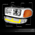 LED DRL Headlights for GMC Sierra Yukon Denali (2001–2007) - Chrome/Amber