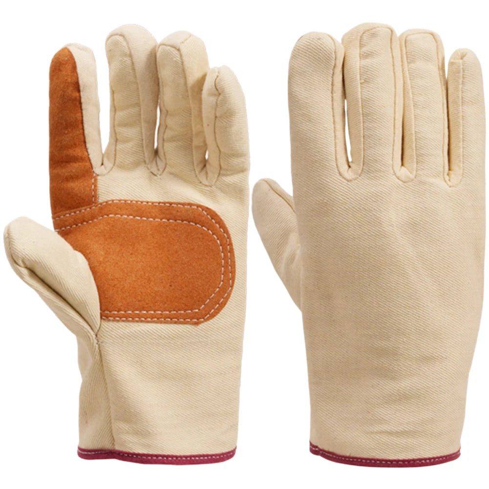 Double Layer Palm Canvas Work Gloves for Welding (High Temp)