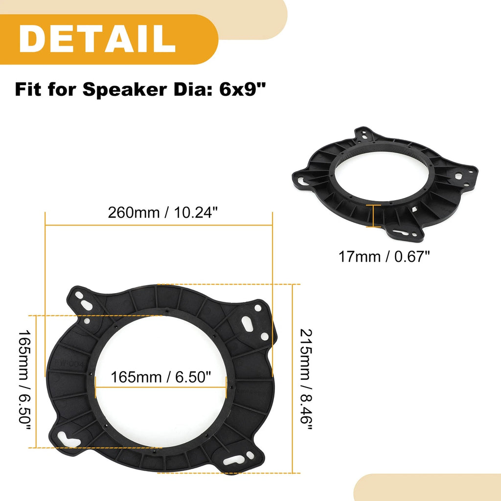 2X Speaker Spacer Ring 6x9" to 6.5" for Toyota (ABS)