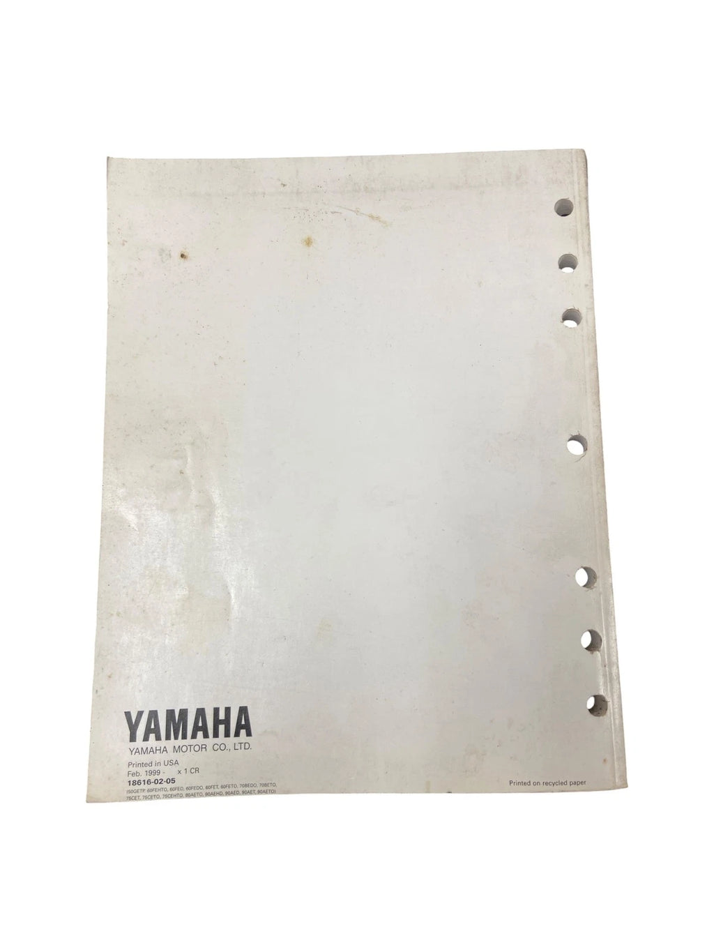 Yamaha Outboards Manual P60X, C60X, 70X, 75X, P75X, C75X, 90X, B90X, C90X (1999)