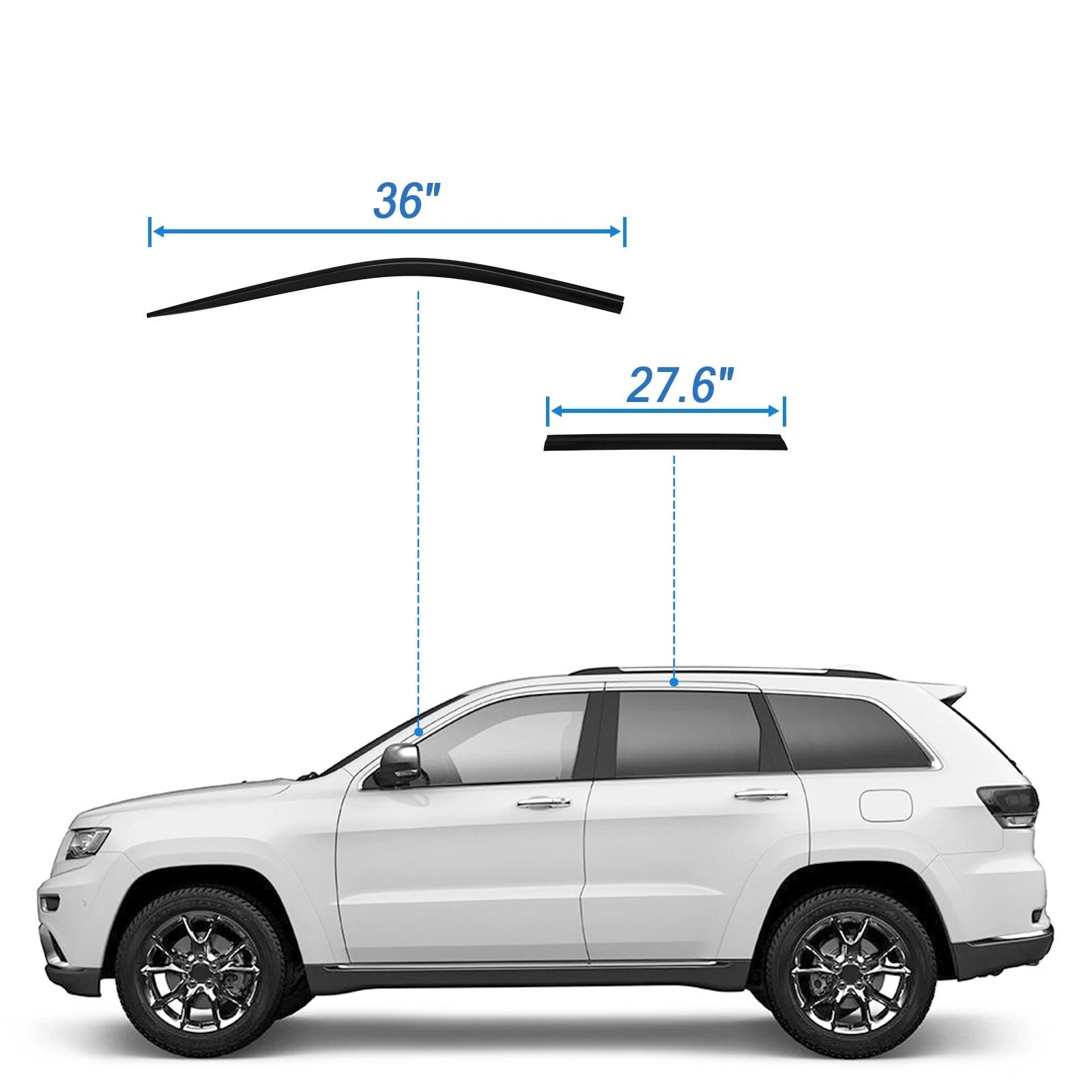 Set of 6 Smoke Door Visor Window Vent Deflectors for Jeep Cherokee (2015–2022)