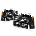 Headlight Lamps for Chevy C/K Pickup Suburban (1994–1999) Black Housing Amber Corner