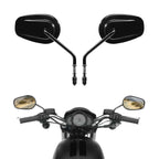 Black Teardrop Rearview Mirrors for Harley Softail Deluxe, Fat Boy, Dyna