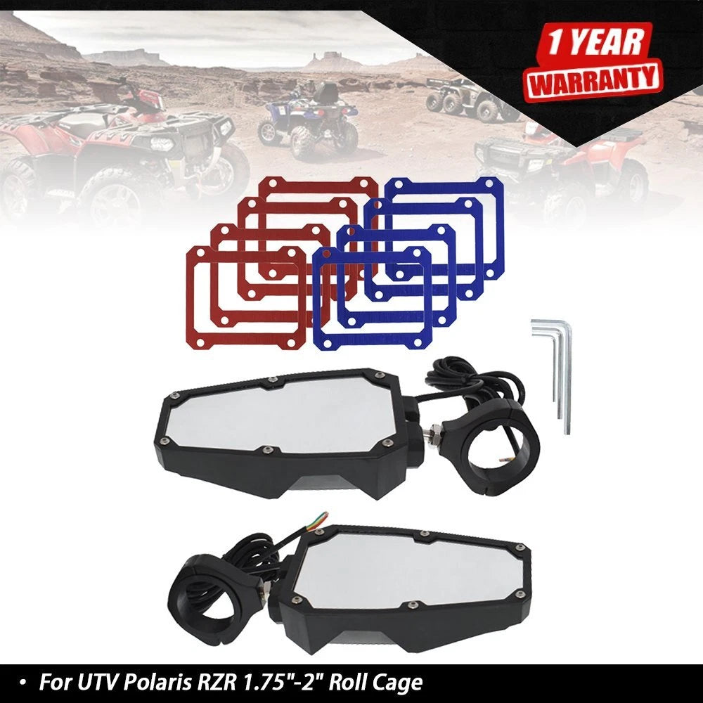 Rear View Side Mirrors with LED Lights for Polaris RZR