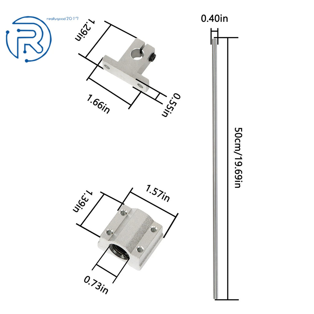 10x 500mm Linear Motion Rail Shaft with 4 SCS10UU Bearings & SK10 Support