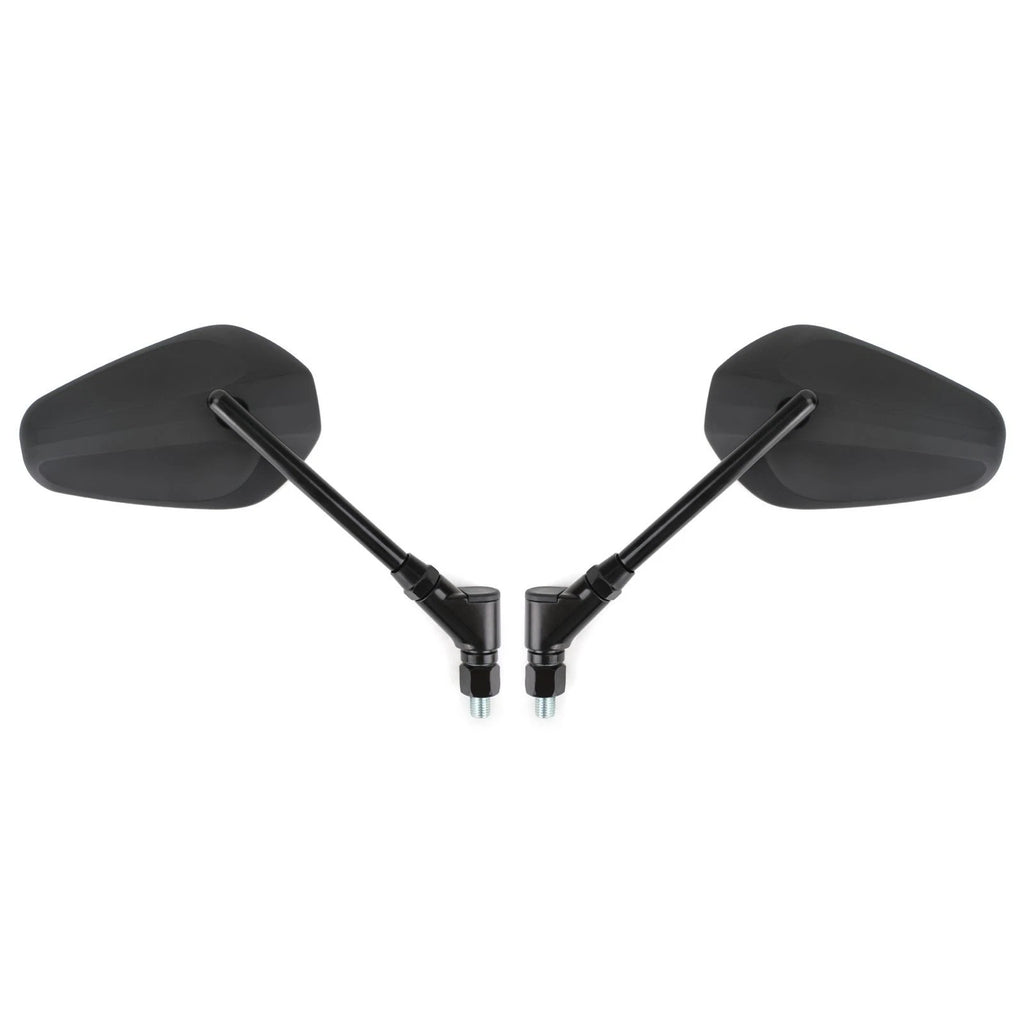 Set of 2 Black Rearview Side Mirrors M10 10mm for Motorcycle Cruiser Chopper
