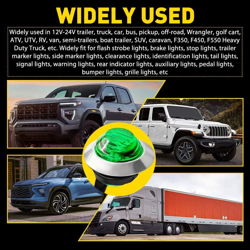 3/4" Green LED Strobe & Steady Marker Lights for EV (10X)