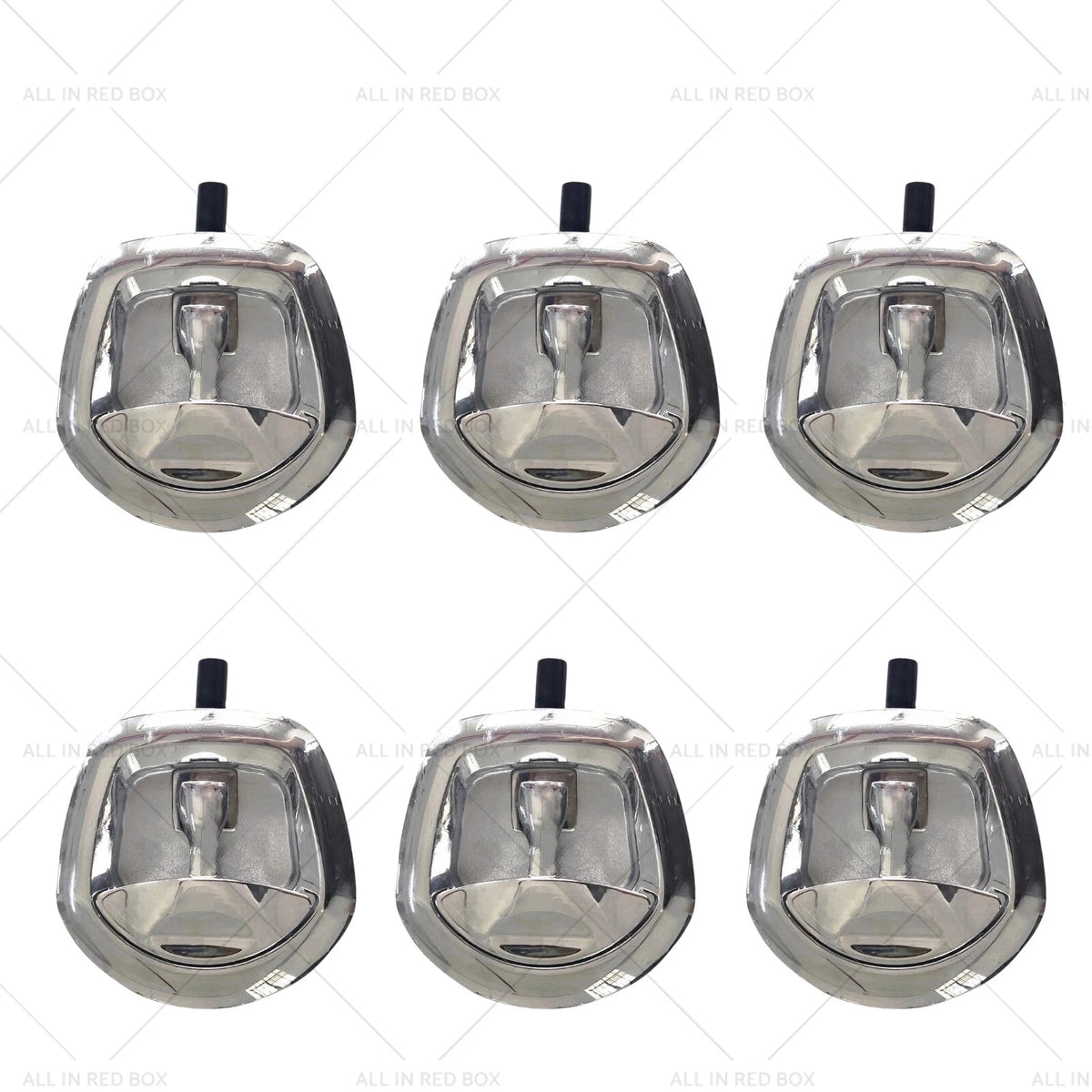 Set of 6 Chrome Power Operated Recessed Folding T-Lock Handles for Toolbox