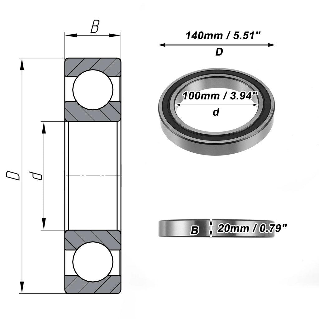 Deep Groove Ball Bearing P5 for Scooter Skateboard (100x140x20mm) 1 Pc