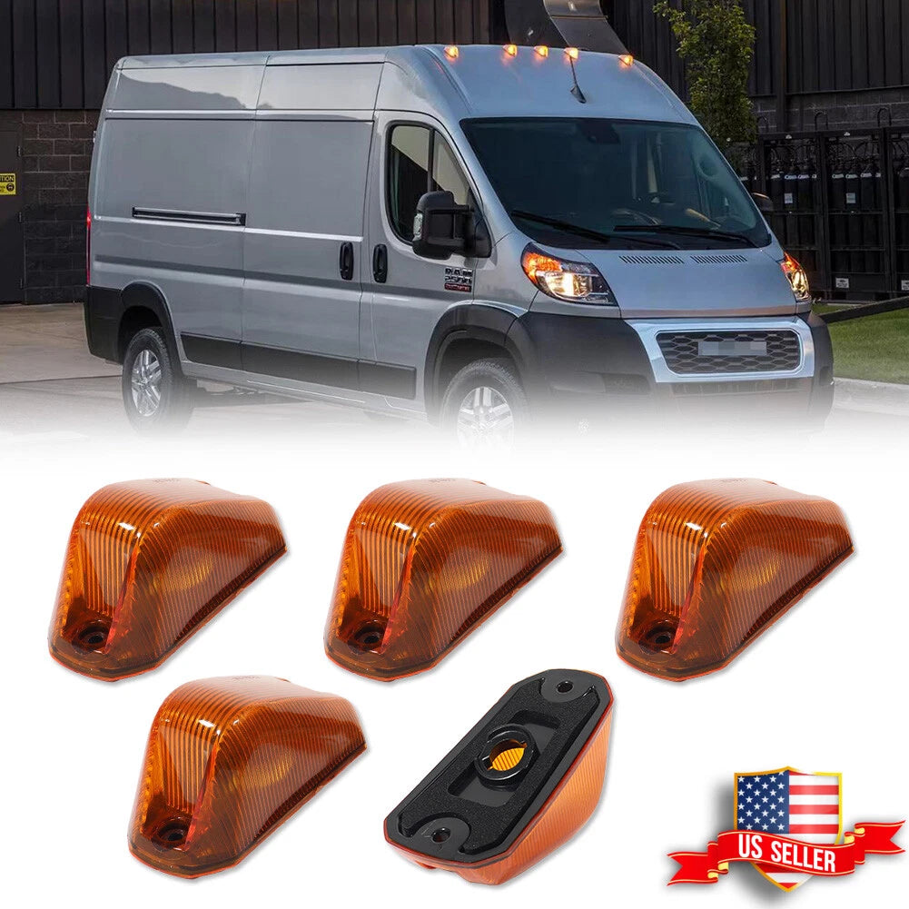 Set of 5 Amber Cab Roof Marker Running Lights for Ram ProMaster 1500 2500 3500 (2014–2023)