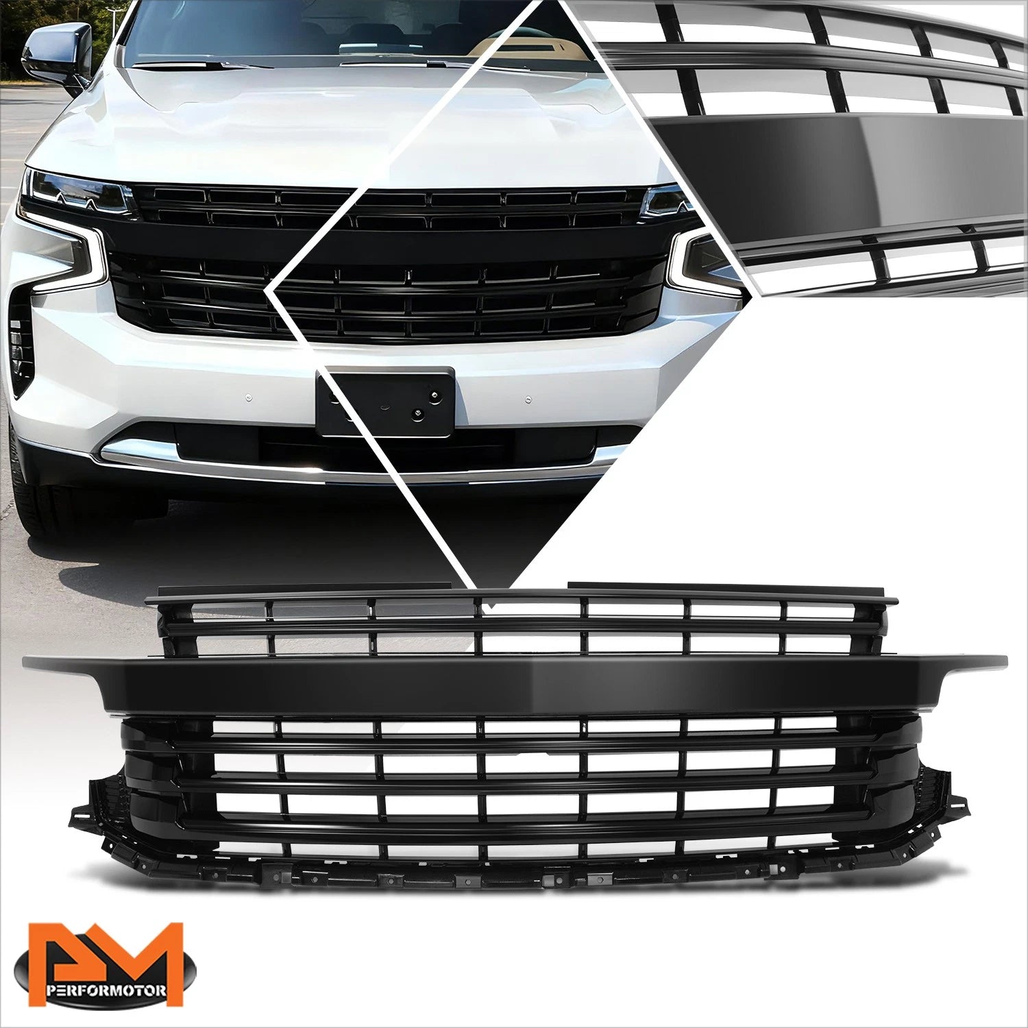 Badgeless Horizontal Slat Front Grille for Chevrolet Suburban Tahoe (2021–2024)