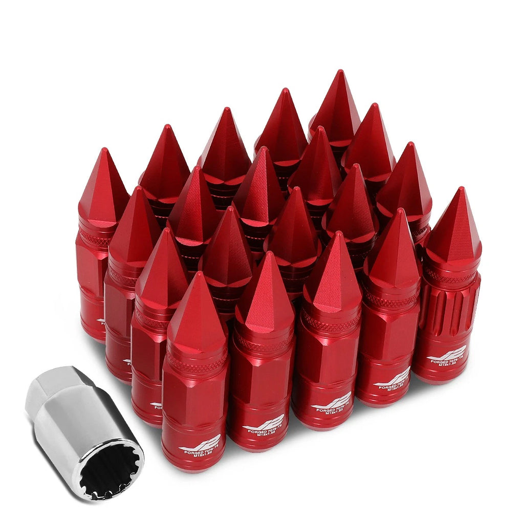 16 Pcs J2 7075 Forged Aluminum M12x1.5 Spiky Cap Lug Nut Set for Universal