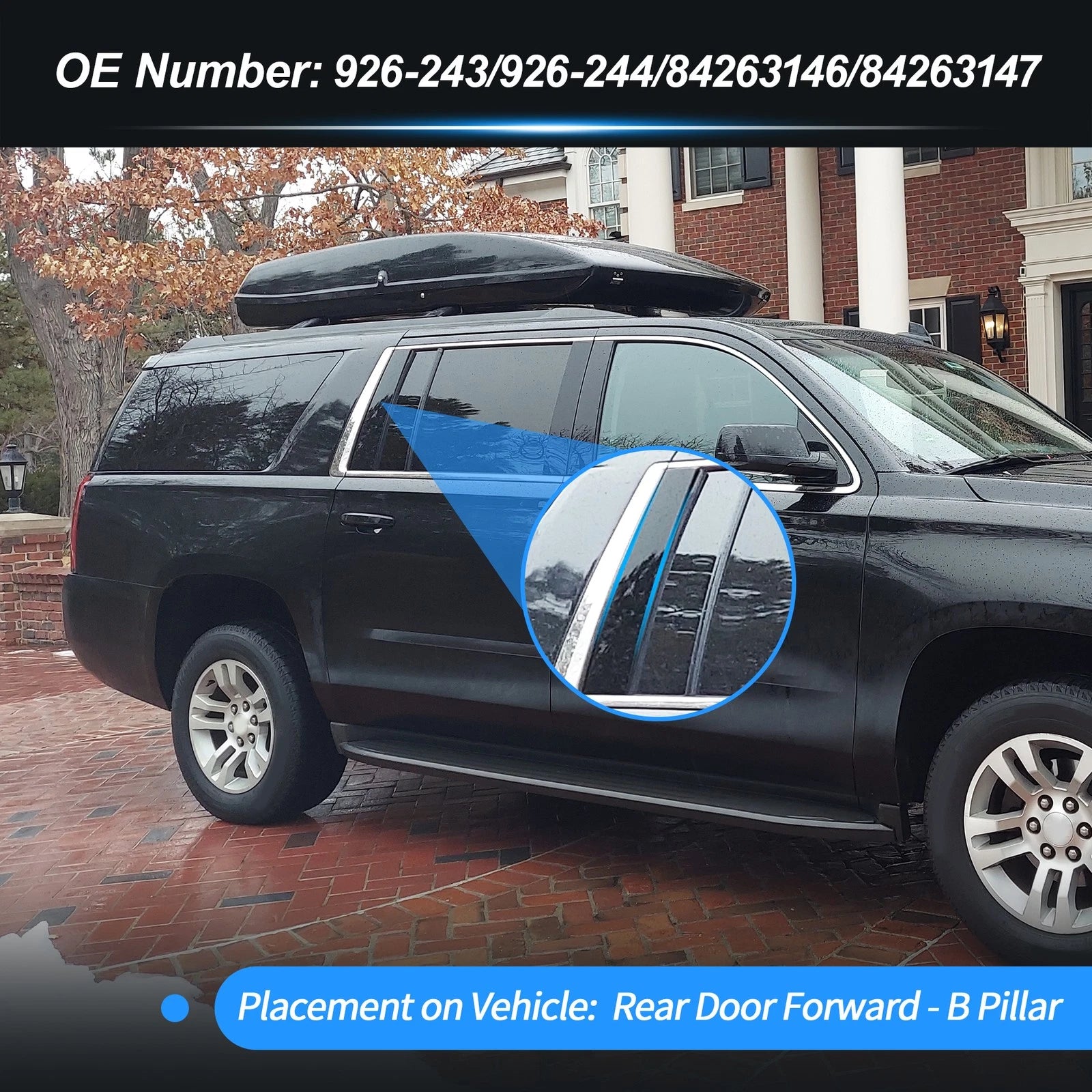 Rear Door B Pillar Trim Mould Panel Pair for Chevrolet Suburban (2015–2018)