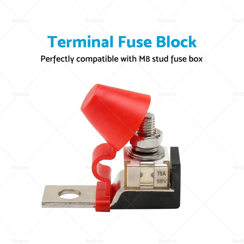 M8 Terminal Fuse Block Stud 8mm 75A 58V Waterproof for Car Truck SUV