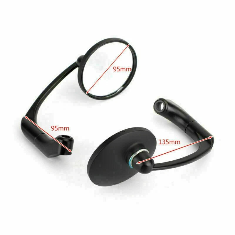 Pair of L-Bar Round Rear View Mirrors for Universal Motorcycle (8/10mm)