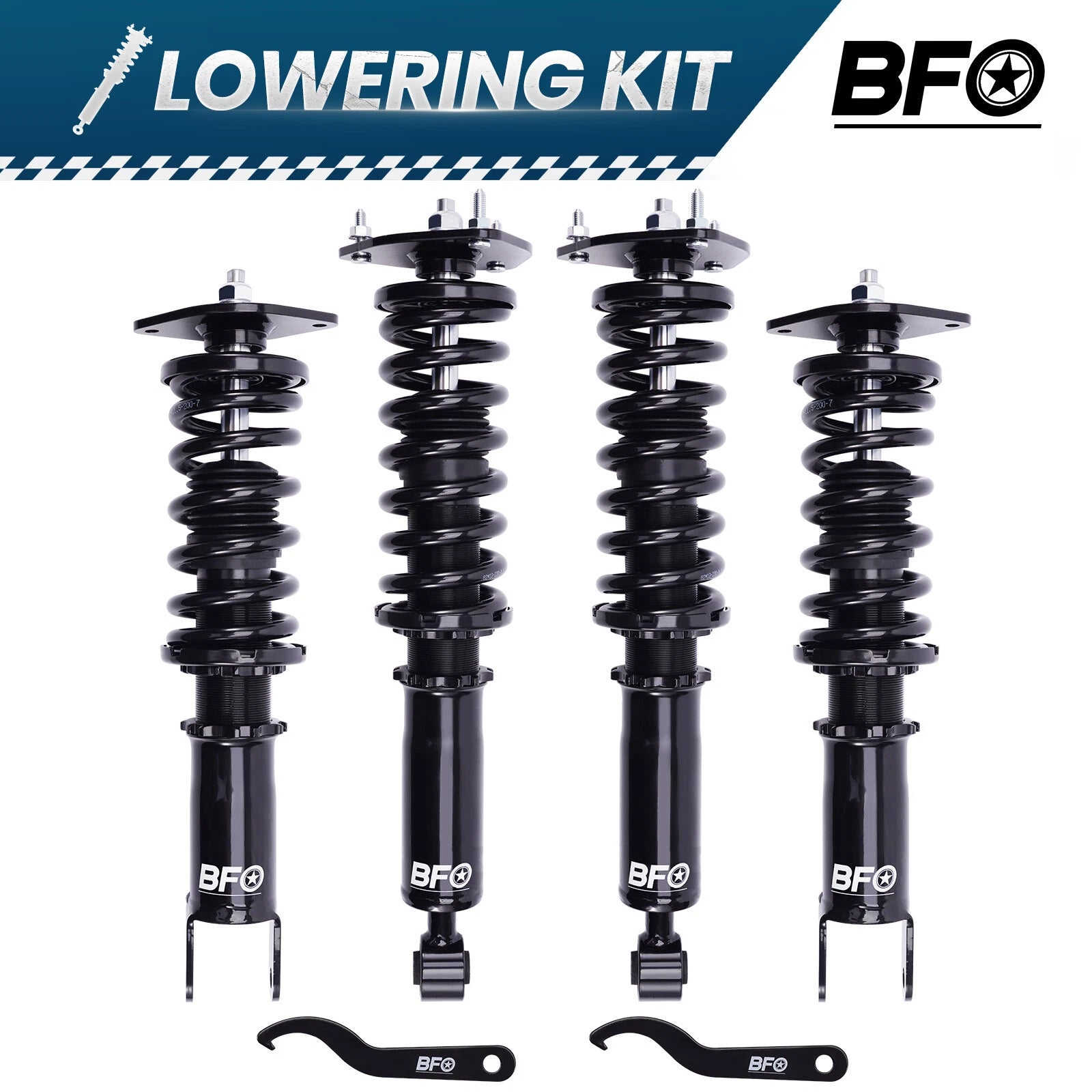 BFO Adjustable Coilover Suspension Shock Kit for Nissan 370Z (2009–2018), G37 (2008–2013) RWD