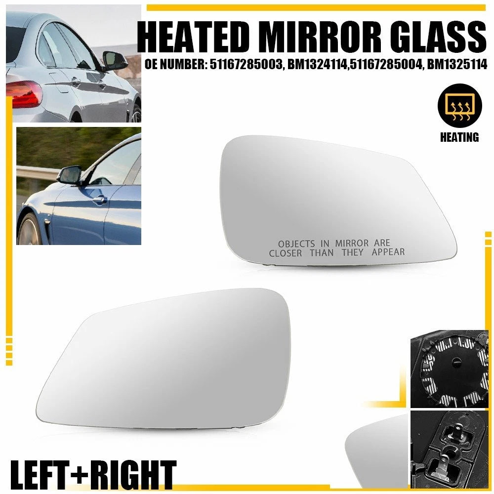 Pair Heated Mirror Glass for BMW 328i 328i xDrive (2012–2016) EXV